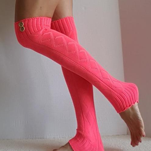 Leg Warmers In Coral With ..